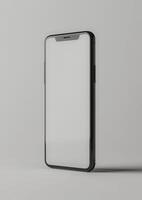 Realistic smartphone mockup with a blank screen, high-quality 3D render for brand showcases photo