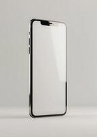 Realistic smartphone mockup with a blank screen, high-quality 3D render for brand showcases photo
