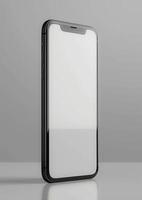 Realistic smartphone mockup with a blank screen, high-quality 3D render for brand showcases photo