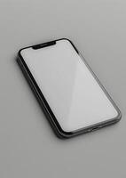 Realistic high-quality smartphone mockup with a blank screen, 3D rendered for app showcases photo