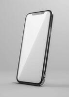 Premium smartphone mockup with a blank screen, realistic 3D render for app and website showcases photo