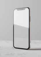 High-quality 3D rendered smartphone mockup with a blank screen, great for website showcases photo