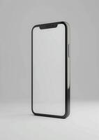 High-quality 3D rendered smartphone mockup with a blank screen, great for website showcases photo
