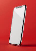 Premium smartphone mockup with a blank screen, realistic 3D render for app and website showcases photo