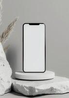 Realistic high-quality smartphone mockup with a blank screen, 3D render ideal for branding photo