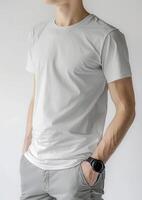 T-shirt mockup in a 3D render on white background, perfect for brand promotion photo