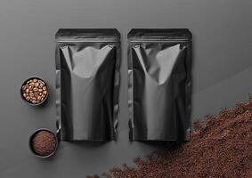 Customize your coffee packaging presentation with a blank bag template engineered for whole bean and ground coffee perfection. photo