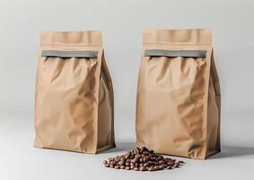 Design sophisticated coffee packaging concepts using a blank bag template ideal for whole bean and ground coffee marketing. photo