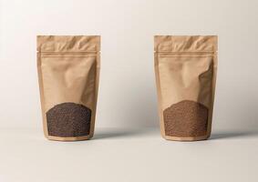 Customize your coffee brand's identity with a versatile blank bag template for whole bean and ground coffee. photo