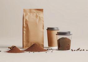 Design the perfect packaging for your coffee products using a blank template tailored for whole beans and ground coffee. photo