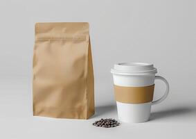 Personalize your coffee packaging concept using a versatile blank bag template crafted for whole bean and ground coffee options. photo