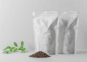 Personalize your coffee packaging concept using a versatile blank bag template crafted for whole bean and ground coffee options. photo