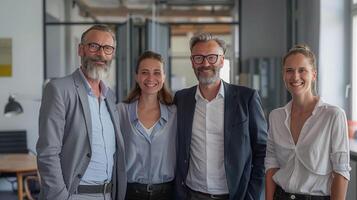 Portrait of a successful business team in their office, showcasing professionalism and teamwork, photo