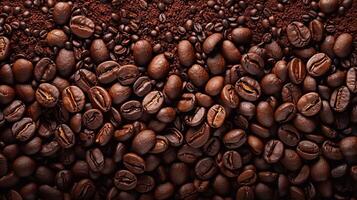 Texture background of coffee beans high resolution realistic image for International coffee day photo