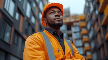 Engineer assessing building wall conditions, detailed inspection of construction and quality control photo