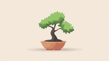 Minimalist Bonsai Tree in Simple Art vector