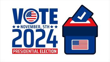 USA 2024 Presidential Election background with voting ballot box and paper. use to Election event banner, card, poster, background. USA Vote or Election 2024. Political election campaign banner. vector
