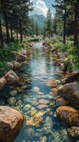 Hot spring water flowing through a luxurious spa in the mountains photo