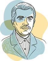 A drawing of a man with a mustache vector