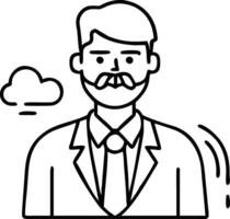A man with a mustache and tie is standing in front of a cloud vector