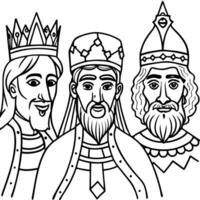 Three kings coloring pages vector