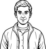 A man in a jacket coloring page vector