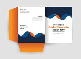 Folders with orange and blue waves vector