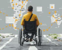 A person with a disability using adaptive equipment at work. photo