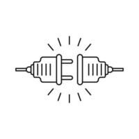 simple electric plug and socket thin line icon. abstract lineart trend modern electro logotype graphic stroke design isolated on white. concept of easy connection of equipment in office and technology vector