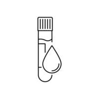 Blood sample line icon. linear style sign for mobile concept and web design. Blood test tube outline icon. Laboratory testing symbol, logo illustration. graphics vector