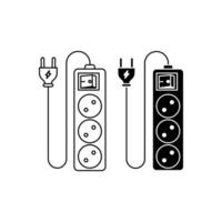 Electric socket icon set. Cable network filter symbol vector