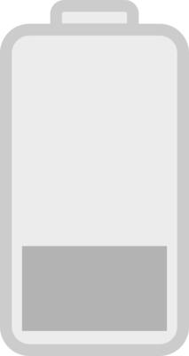 Gray battery icon. Weak battery icon.