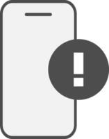 Minimalist icon of a smartphone with an exclamation symbol. vector
