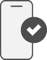 Minimalist icon of a smartphone with confirmation symbol. vector