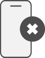 Minimalist icon of a smartphone with a symbol of error. vector