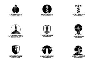 Set of lighthouse navigation logo vintage, Lighthouse logo collections vector