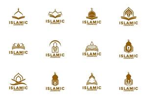 Set of Luxury Muslim Learn logo, Islam learning logo template, illustration collections vector