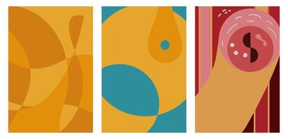 Flat Minimal Poster Background Set with Trendy Designs vector