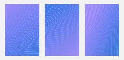 Set of Trendy Blank Poster with Gradient Lines in Blue Tones vector