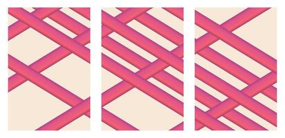 Modern Abstract Purple Lines Poster Background Set vector
