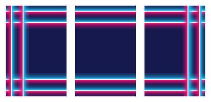 Set of Neon Lines Poster with Stripes vector