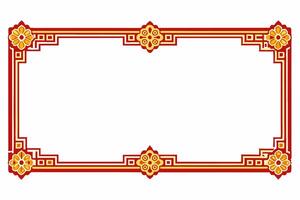 A red and gold frame with an oriental design vector