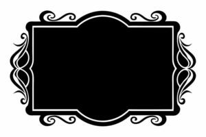 A black and white ornate frame with a scroll vector