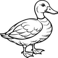 A duck in black and white coloring pages vector