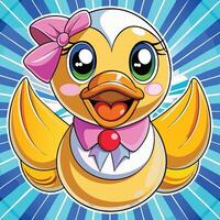 A cartoon duck with a bow on its head vector