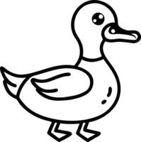 A duck is standing in a line drawing vector