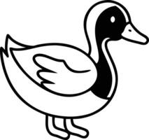 A black and white duck on a white background vector