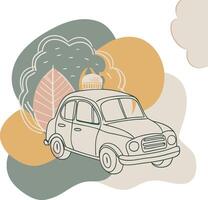 An illustration of a car with a basket on top vector