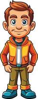 Cartoon boy in orange jacket vector