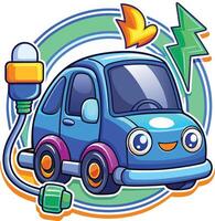 Cartoon car with lightning and a plug vector